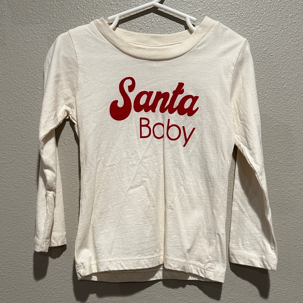 Tenth & Pine Santa Baby Cream Long Sleeve Shirt Size: 2/3T